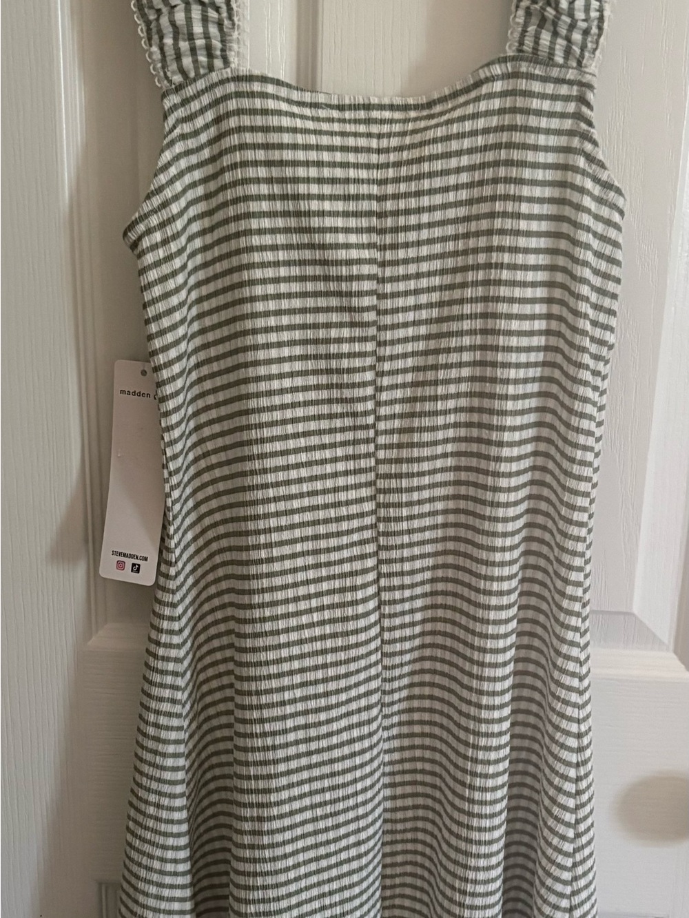 NWT Madden Girl Olive Green and White Gingham Dress - Picture 3 of 4